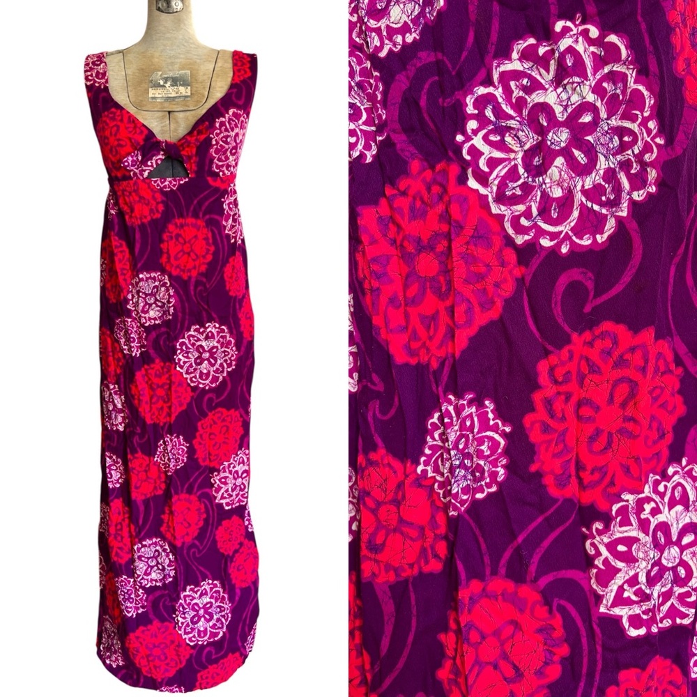 Vintage Beach Mates California Cutout Maxi Dress Dayglow